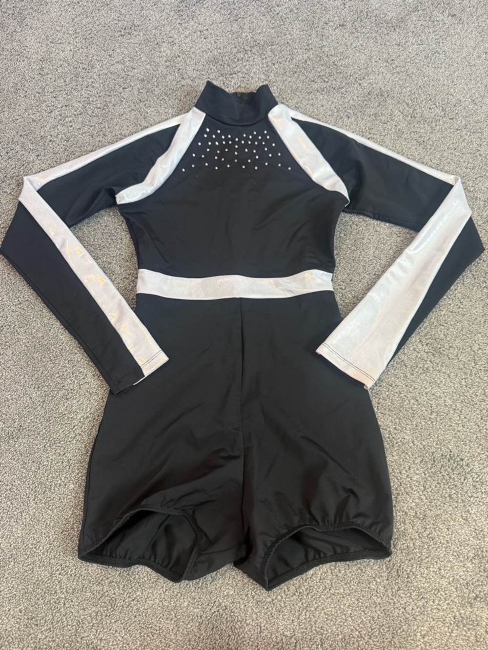 Alexandra Collection Metallic Rhinestone Biketard Costume Sz S - Picture 2 of 5